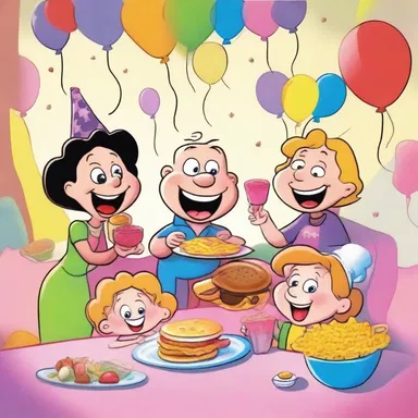 In the cartoon, the characters happily enjoyed a colorful and scrumptious afters after their meal.
