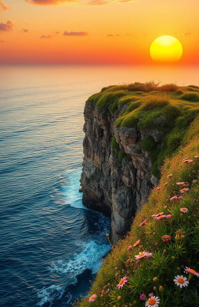 A stunning landscape cover featuring a vibrant sun setting above a serene sea, casting warm golden and orange hues across the water