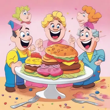 In the cartoon, the characters happily enjoyed a colorful and scrumptious afters after their meal.