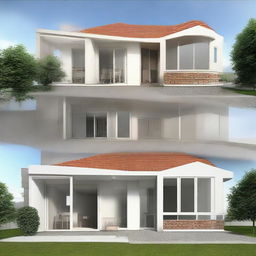 Generate an image demonstrating a renovated version of an existing house.