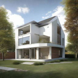 Generate an image demonstrating a renovated version of an existing house.