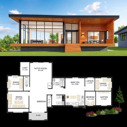 A detailed floor plan for a modern residential home, showcasing an open-concept design