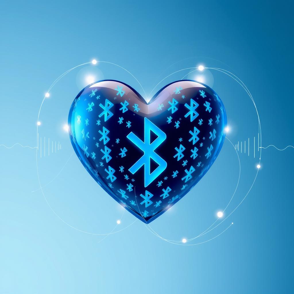A creative and artistic representation of a heart shape composed of Bluetooth symbols