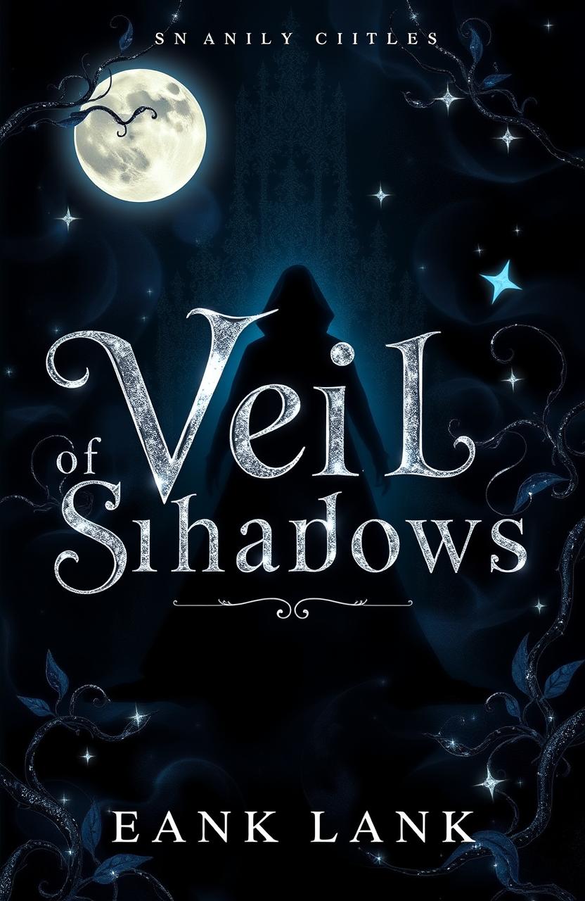 A captivating book cover for 'Veil of Shadows' showcasing shimmering elements that enhance the mysterious and dark theme