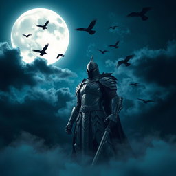 A captivating night scene featuring a striking moon casting a silver glow in a sky of blue weather, creating a mysterious ambiance