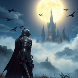 A mesmerizing night scene featuring a radiant moon illuminating the landscape under beautiful blue weather, creating a serene yet mysterious ambiance