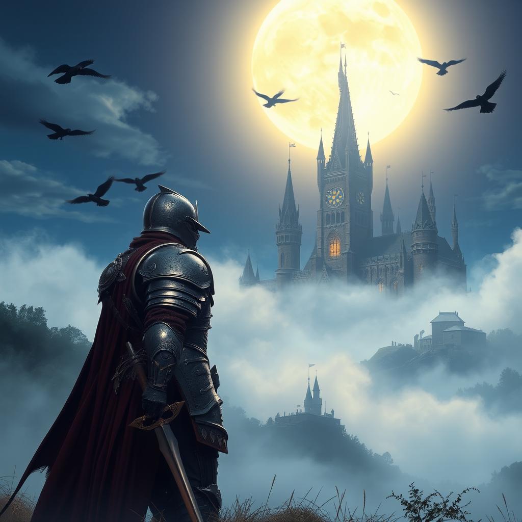 A mesmerizing night scene featuring a radiant moon illuminating the landscape under beautiful blue weather, creating a serene yet mysterious ambiance