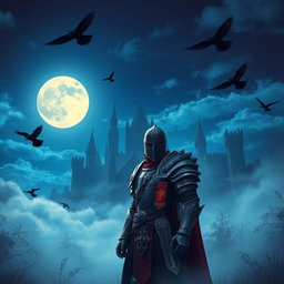 A mesmerizing night scene featuring a radiant moon illuminating the landscape under beautiful blue weather, creating a serene yet mysterious ambiance