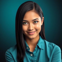 A stunning headshot featuring a confident individual with striking features
