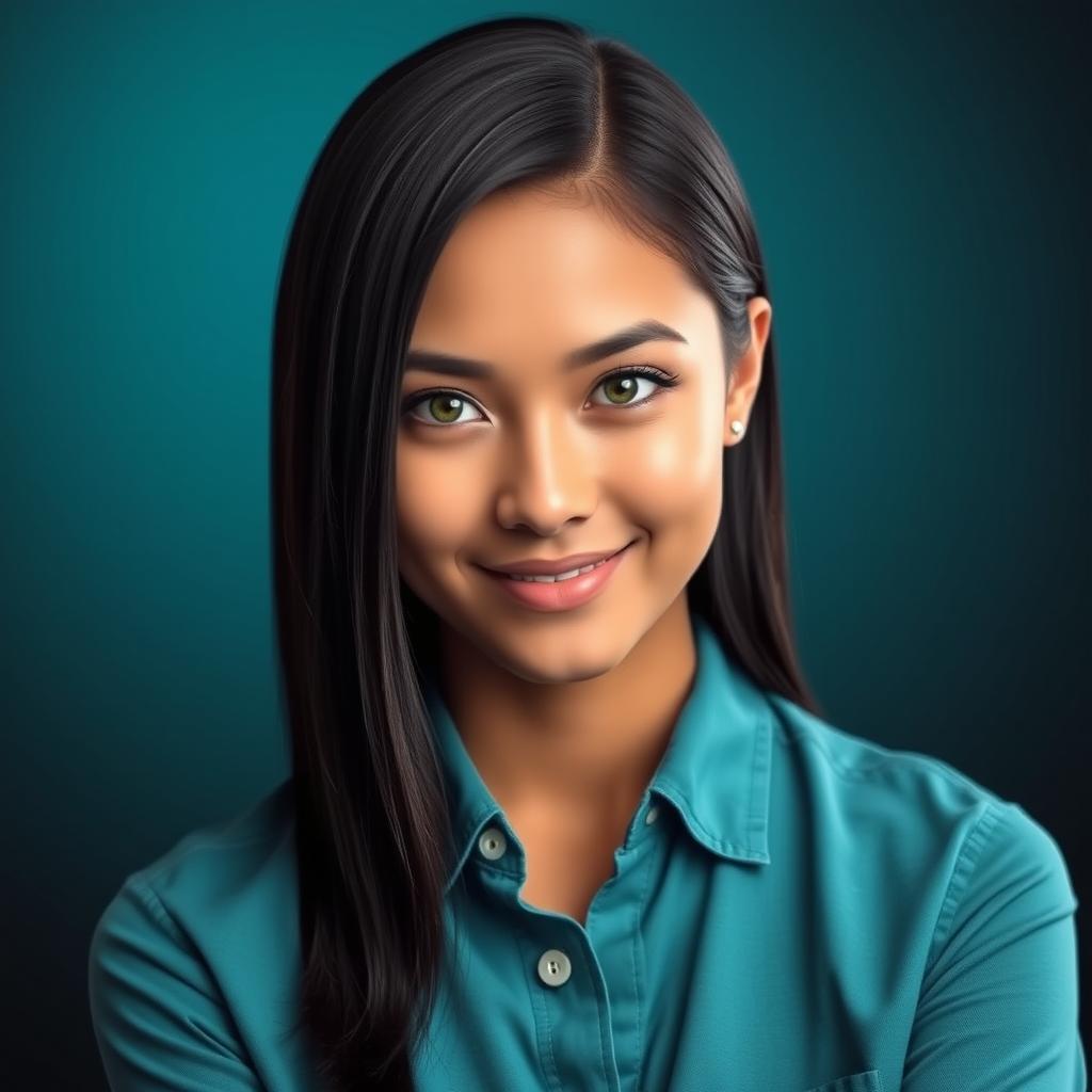 A stunning headshot featuring a confident individual with striking features