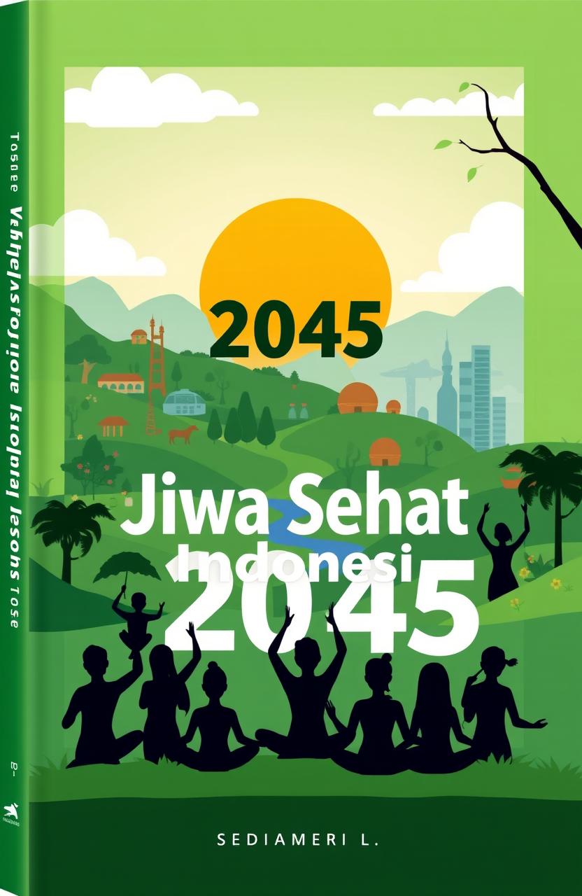 A simple yet striking book cover design illustrating a healthy spirit of Indonesia in the year 2045