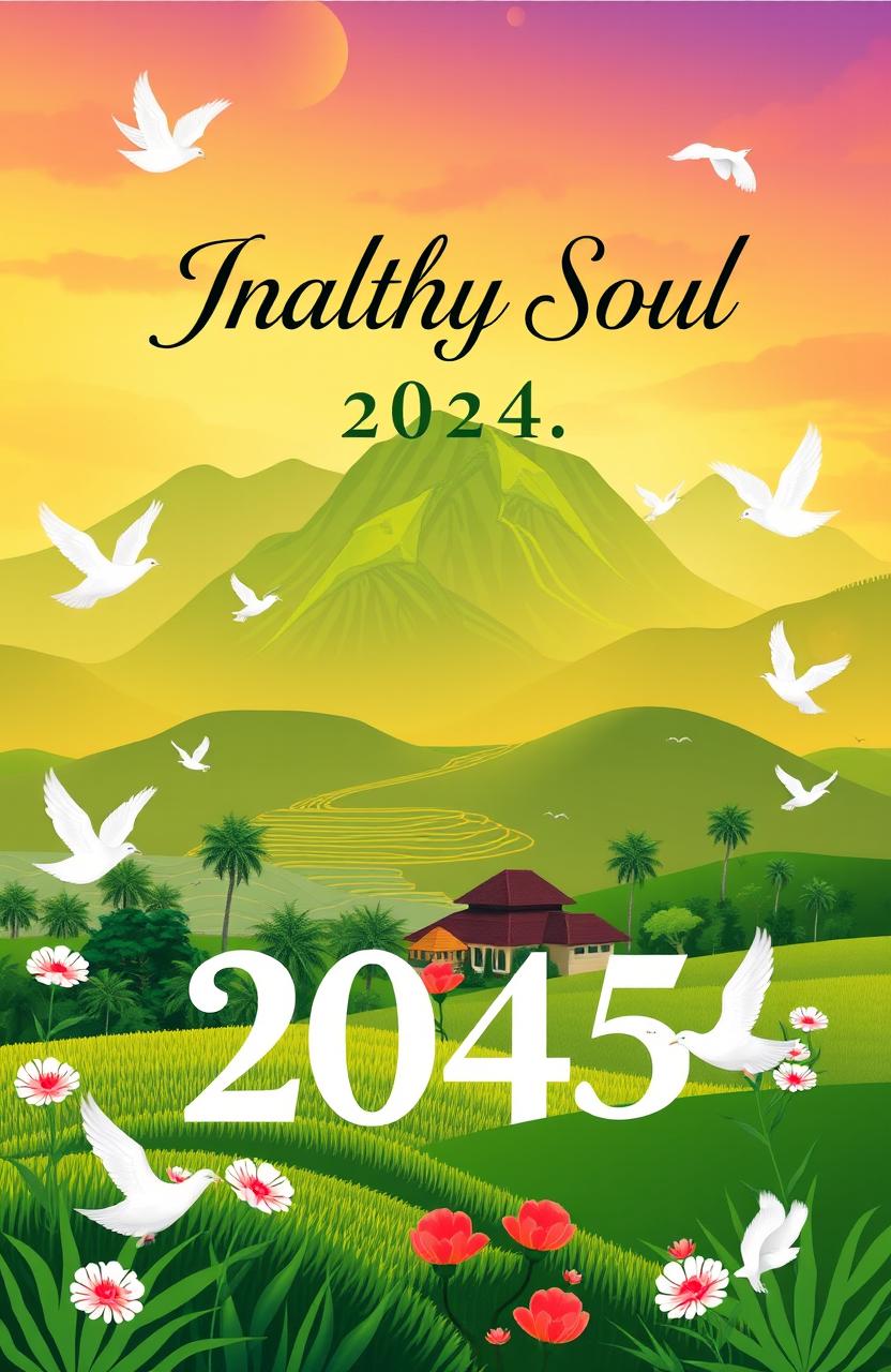 A simple and inspiring book cover design focusing on the theme of 'Healthy Soul Indonesia 2045'