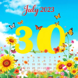 A beautifully designed calendar page featuring the date July 30th prominently displayed