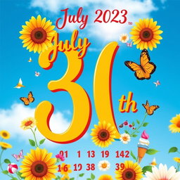 A beautifully designed calendar page featuring the date July 30th prominently displayed