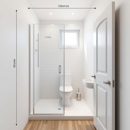 A small compact bathroom design, measuring 120cm x 120cm