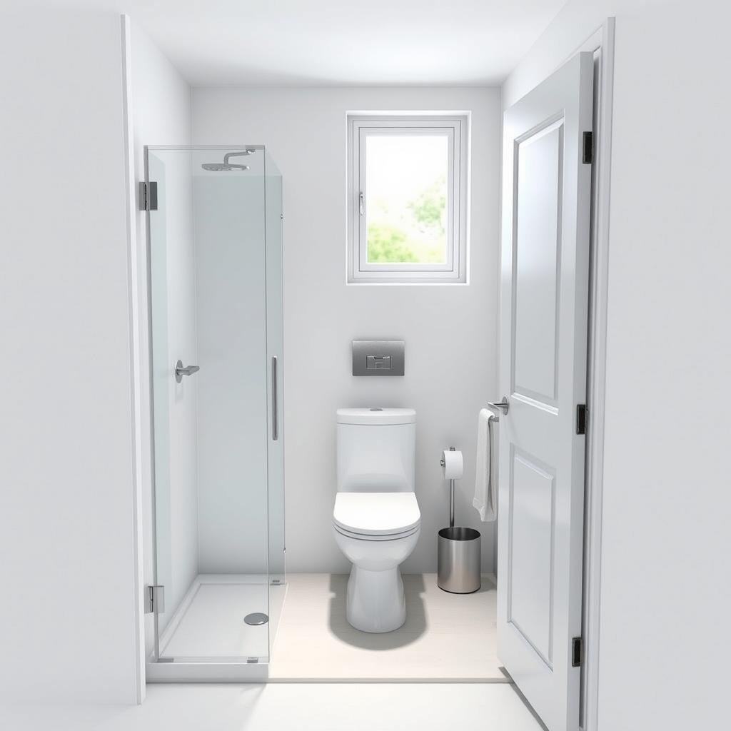 A small compact bathroom design, measuring 120cm x 120cm