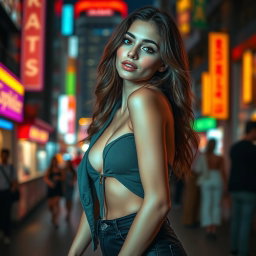 A sensual scene featuring a fashionable young woman with a stylish, confident demeanor