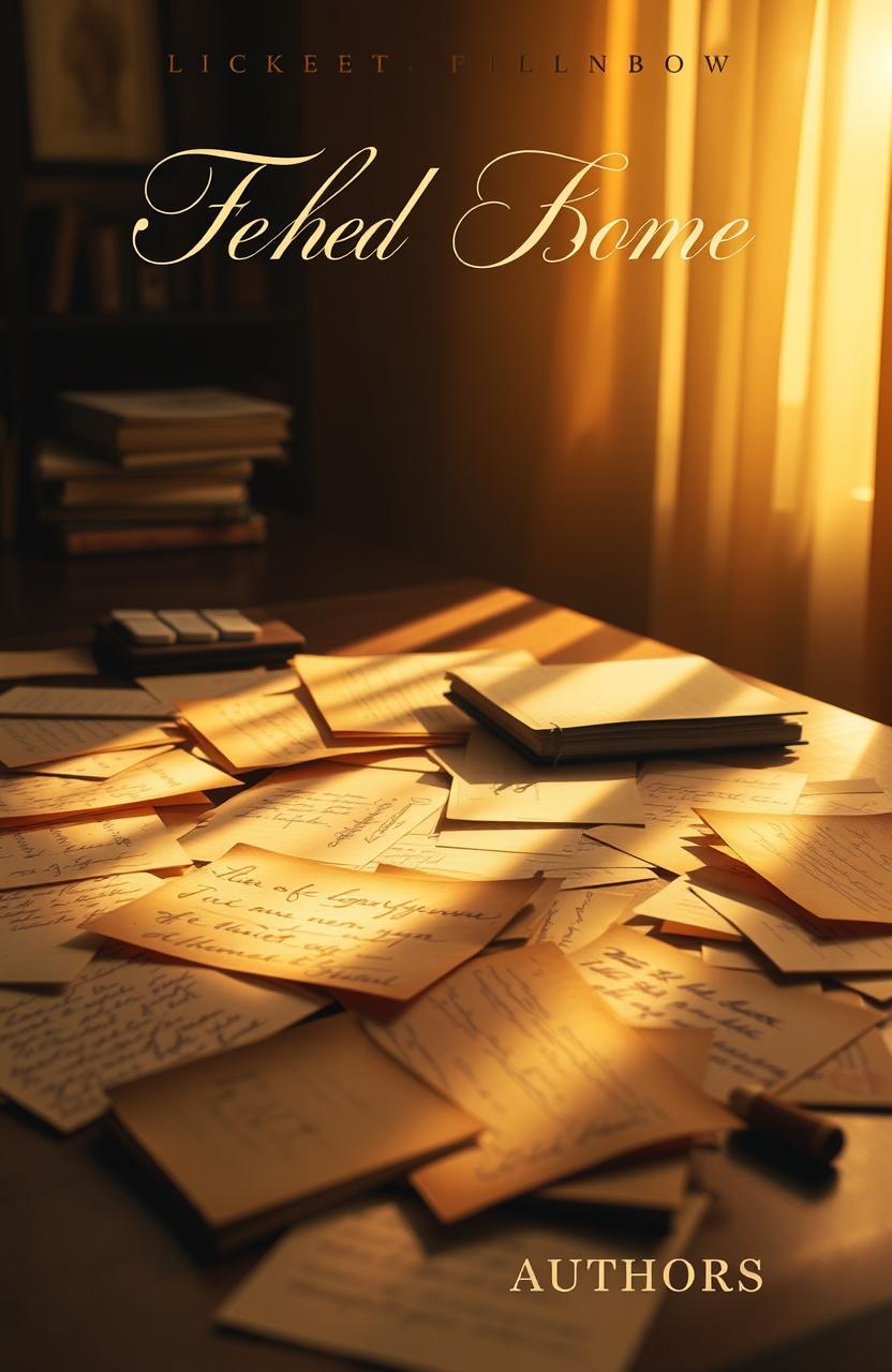 A beautifully composed book cover featuring a desk flooded with soft golden light, creating a warm and inviting atmosphere