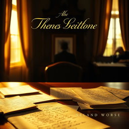 A beautifully designed book cover featuring a desk bathed in warm golden light