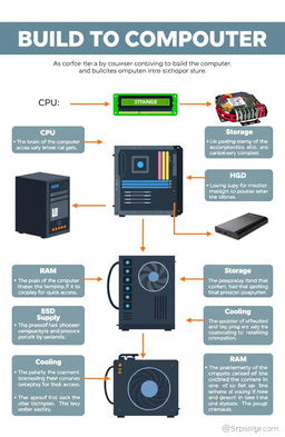A beginner-friendly infographic illustrating the key components of building a computer