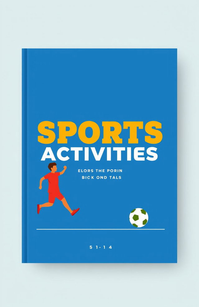 A minimalist and geometric book cover design for a sports activities book focusing on children aged 5 to 14