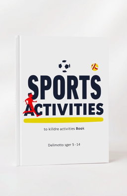 A minimalist and geometric book cover design for a sports activities book focusing on children aged 5 to 14