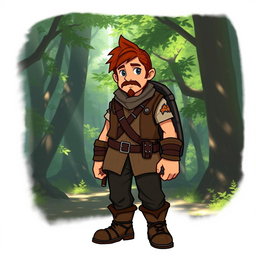 A tabletop RPG character named Kael Ardyn, a half-elf wanderer standing at 1