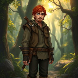 A tabletop RPG character named Kael Ardyn, a wandering half-elf who stands at 1