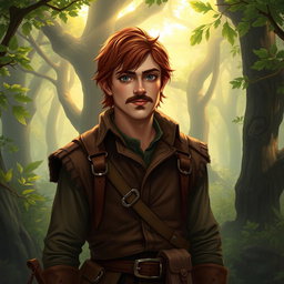 A tabletop RPG character named Kael Ardyn, a wandering half-elf who stands at 1