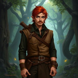A tabletop DnD RPG character named Kael Ardyn, a wandering half-elf with a height of 1