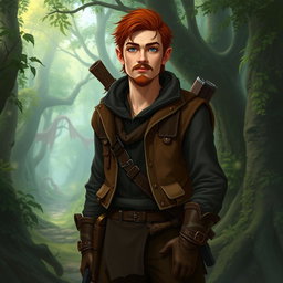 A tabletop DnD RPG character named Kael Ardyn, a wandering half-elf with a height of 1