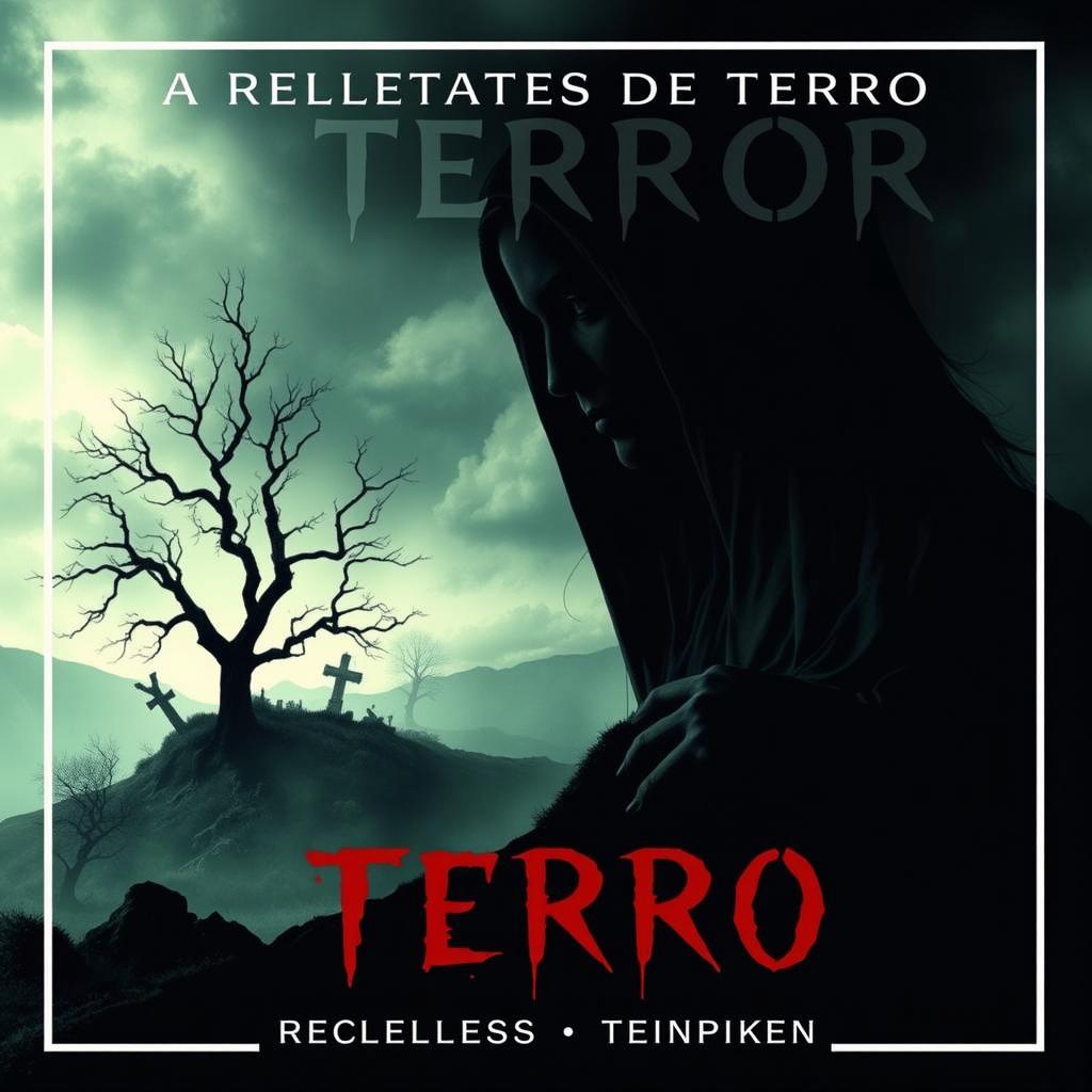 A dark and atmospheric book cover design, featuring a haunting silhouette of a woman draped in a flowing black cloak