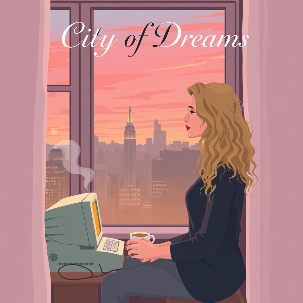 A book cover design in vector art style, sized at 512x800 pixels, for 'City of Dreams'