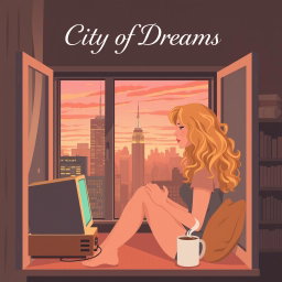 A book cover design in vector art style, sized at 512x800 pixels, for 'City of Dreams'