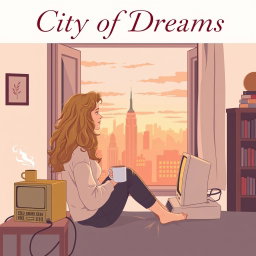 A book cover design in vector art style, sized at 512x800 pixels, for 'City of Dreams'