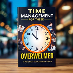 A visually engaging book cover for 'Time Management for the Overwhelmed: A Practical Guide for Busy Adults'