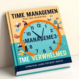 A striking book cover for 'Time Management for the Overwhelmed: A Practical Guide for Busy Adults'