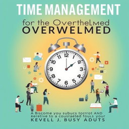 An appealing book cover for 'Time Management for the Overwhelmed: A Practical Guide for Busy Adults'
