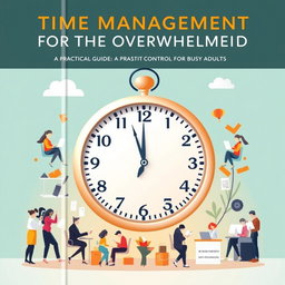 An appealing book cover for 'Time Management for the Overwhelmed: A Practical Guide for Busy Adults'