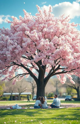 A serene scene depicting a beautiful Sakura tree in full bloom, its delicate pink flowers creating a canopy of blossoms