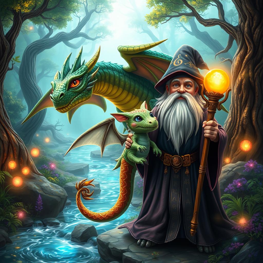 A mythical creature, the offspring of a fierce dragon and a wise wizard