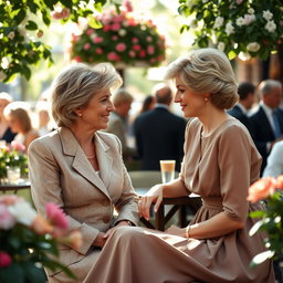 A captivating scene of Jill Dando and Princess Diana engaged in a deep conversation