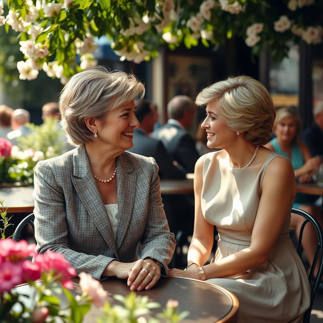 A captivating scene of Jill Dando and Princess Diana engaged in a deep conversation