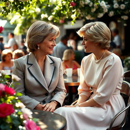 A captivating scene of Jill Dando and Princess Diana engaged in a deep conversation