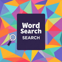 A vibrant and eye-catching cover design for a Word Search book, featuring a visually appealing layout