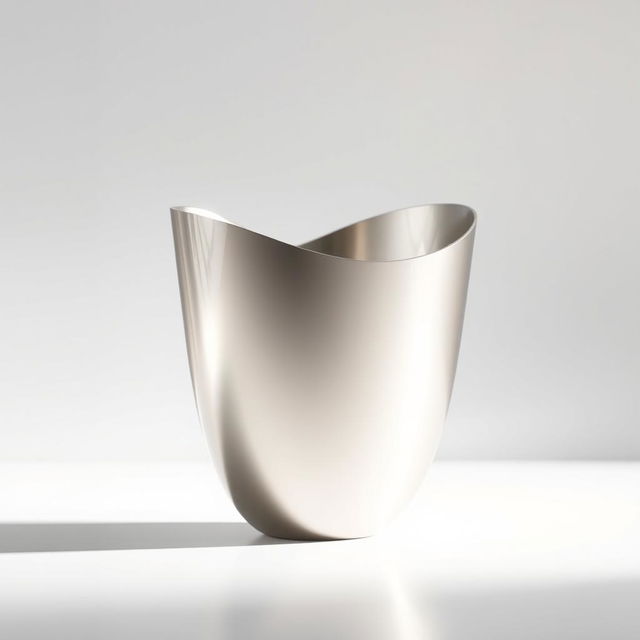 A visually pleasing object with thinner sides, made of sleek, shiny metal