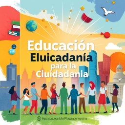 An artistic cover design for a publication titled 'Educación para la Ciudadanía'