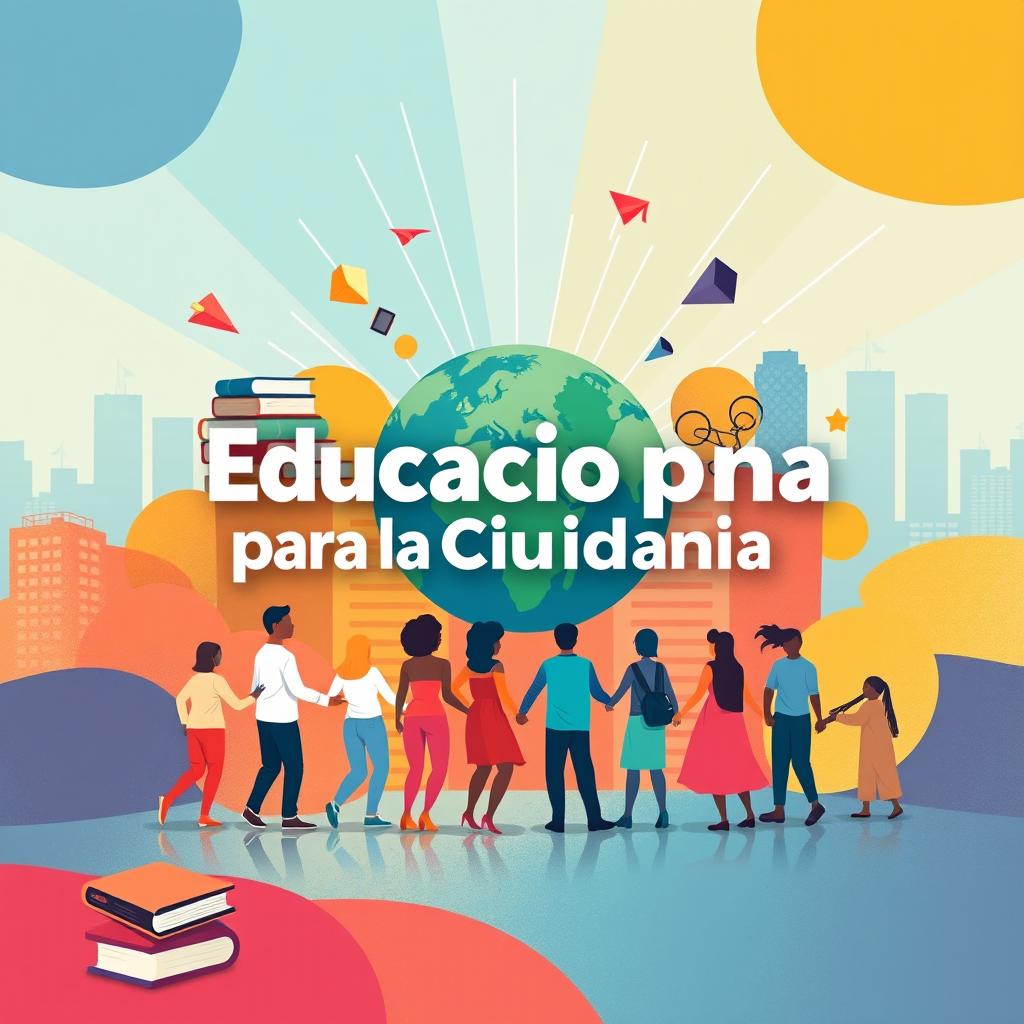 An artistic cover design for a publication titled 'Educación para la Ciudadanía'