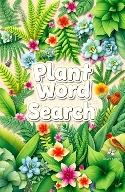 A beautifully designed cover for a plant-themed word search book