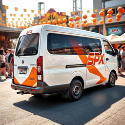 White Daihatsu Grandmax featuring bold and bright orange SPX branding, prominently displayed on the sides and rear of the vehicle